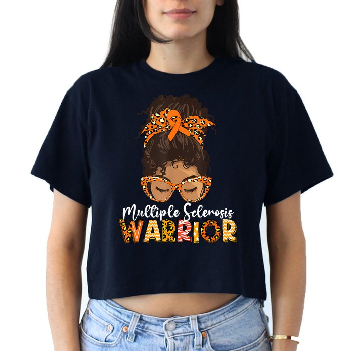  MS Warrior Messy Bun - Multiple Sclerosis Awareness Crop Top