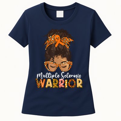  MS Warrior Messy Bun - Multiple Sclerosis Awareness Womens T-Shirt