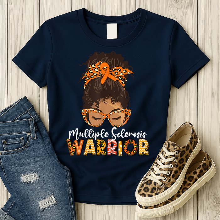  MS Warrior Messy Bun - Multiple Sclerosis Awareness Womens T-Shirt