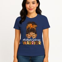  MS Warrior Messy Bun - Multiple Sclerosis Awareness Womens T-Shirt