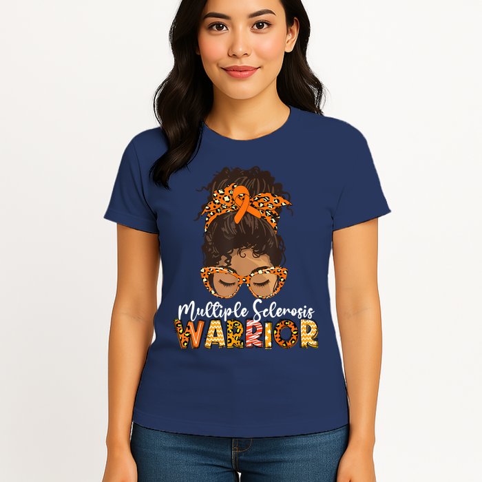  MS Warrior Messy Bun - Multiple Sclerosis Awareness Womens T-Shirt