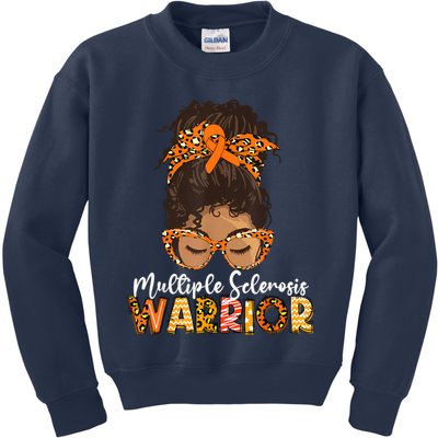  MS Warrior Messy Bun - Multiple Sclerosis Awareness Kids Sweatshirt