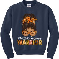  MS Warrior Messy Bun - Multiple Sclerosis Awareness Kids Sweatshirt
