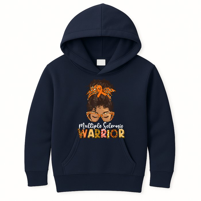  MS Warrior Messy Bun - Multiple Sclerosis Awareness Kids Hoodie