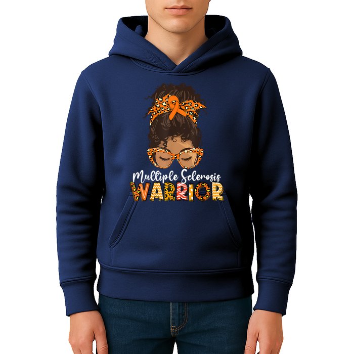  MS Warrior Messy Bun - Multiple Sclerosis Awareness Kids Hoodie