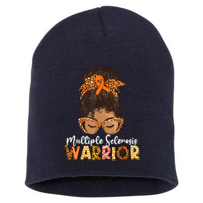  MS Warrior Messy Bun - Multiple Sclerosis Awareness Short Acrylic Beanie