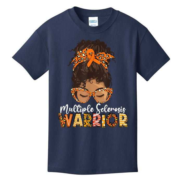  MS Warrior Messy Bun - Multiple Sclerosis Awareness Kids T-Shirt