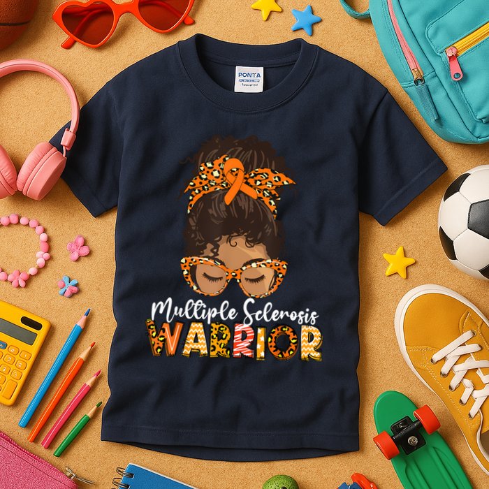  MS Warrior Messy Bun - Multiple Sclerosis Awareness Kids T-Shirt
