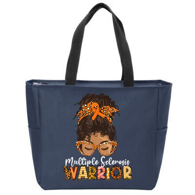  MS Warrior Messy Bun - Multiple Sclerosis Awareness Zip Tote Bag