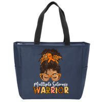  MS Warrior Messy Bun - Multiple Sclerosis Awareness Zip Tote Bag