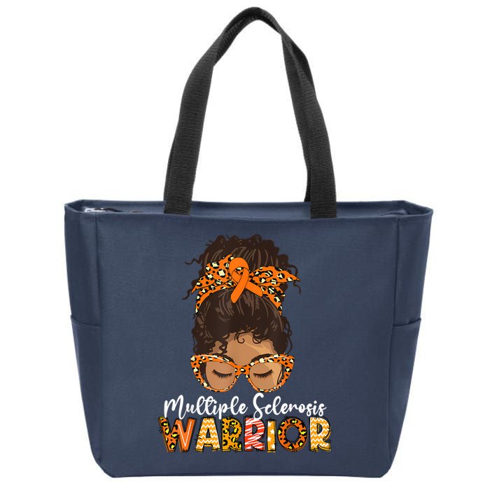  MS Warrior Messy Bun - Multiple Sclerosis Awareness Zip Tote Bag