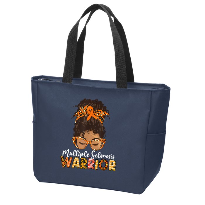  MS Warrior Messy Bun - Multiple Sclerosis Awareness Zip Tote Bag