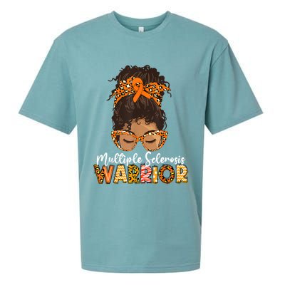  MS Warrior Messy Bun - Multiple Sclerosis Awareness Sueded Cloud Jersey T-Shirt
