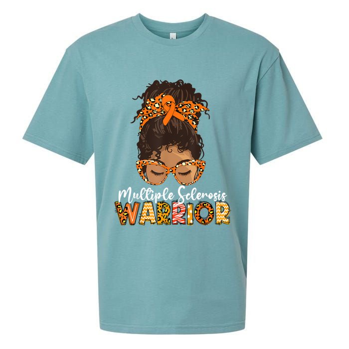 MS Warrior Messy Bun - Multiple Sclerosis Awareness Sueded Cloud Jersey T-Shirt