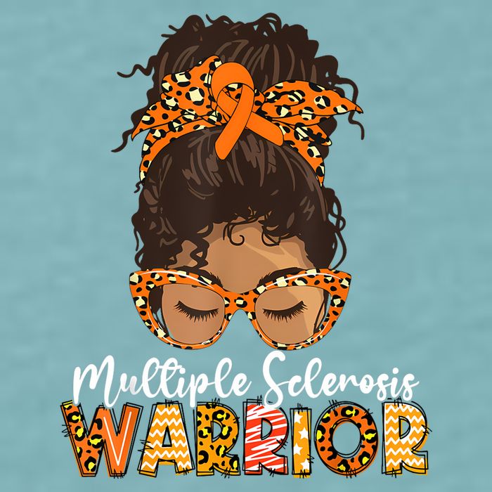  MS Warrior Messy Bun - Multiple Sclerosis Awareness Sueded Cloud Jersey T-Shirt