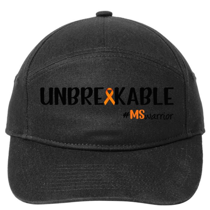 Ms Warrior Multiple Sclerosis Awareness Unbreakable Ms Meaningful Gift 7-Panel Snapback Hat