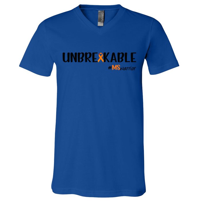 Ms Warrior Multiple Sclerosis Awareness Unbreakable Ms Meaningful Gift V-Neck T-Shirt