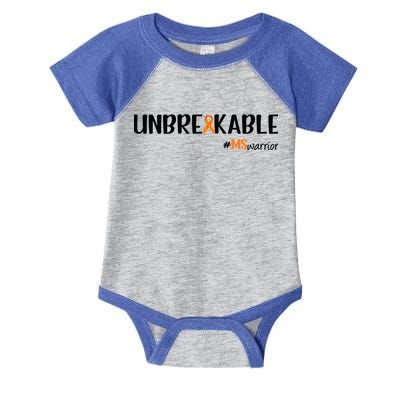 Ms Warrior Multiple Sclerosis Awareness Unbreakable Ms Meaningful Gift Infant Baby Jersey Bodysuit
