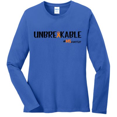 Ms Warrior Multiple Sclerosis Awareness Unbreakable Ms Meaningful Gift Ladies Long Sleeve Shirt