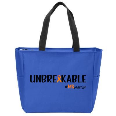 Ms Warrior Multiple Sclerosis Awareness Unbreakable Ms Meaningful Gift Zip Tote Bag