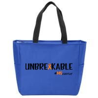Ms Warrior Multiple Sclerosis Awareness Unbreakable Ms Meaningful Gift Zip Tote Bag