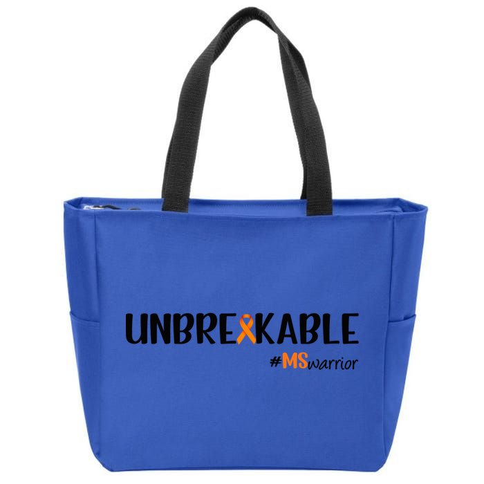 Ms Warrior Multiple Sclerosis Awareness Unbreakable Ms Meaningful Gift Zip Tote Bag