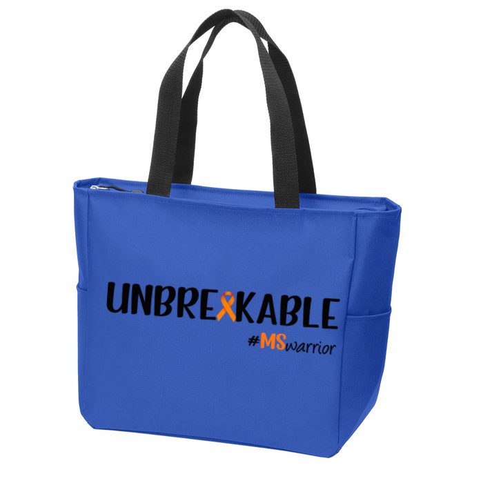 Ms Warrior Multiple Sclerosis Awareness Unbreakable Ms Meaningful Gift Zip Tote Bag