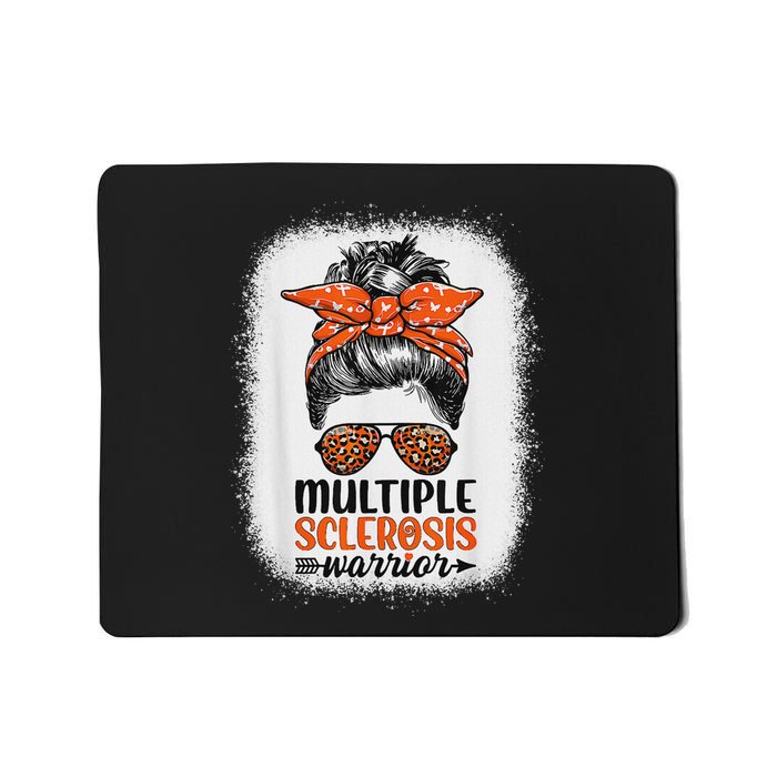 Ms Warrior Messy Bun Leopard Multiple Sclerosis Awareness Mousepad