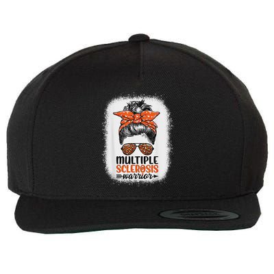 Ms Warrior Messy Bun Leopard Multiple Sclerosis Awareness Wool Snapback Cap