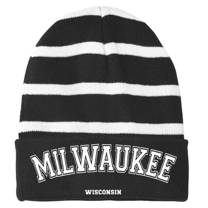 Milwaukee Wisconsin Striped Beanie with Solid Band