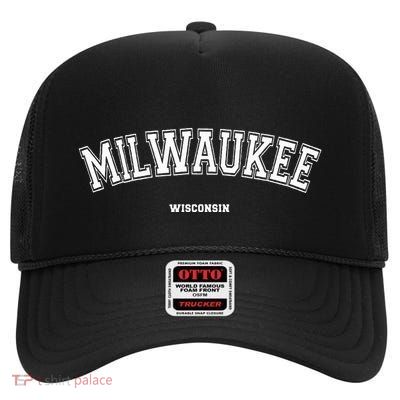 Milwaukee Wisconsin High Crown Mesh Back Trucker Hat