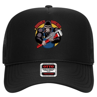 Monkey Wrench Monkey Car Repair Mechanic Grease Trucker Hat