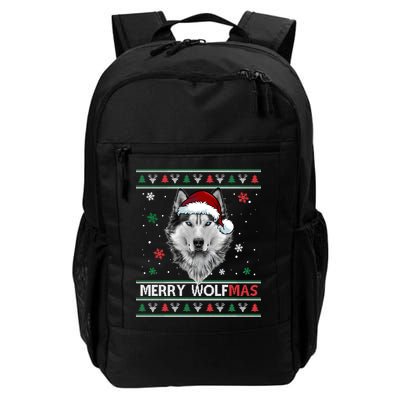Merry Wolfmas Merry Christmas Wolf Ugly Sweater Funny Xmas Backpack