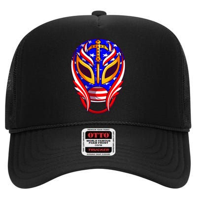 Mexican Wrestling Mask High Crown Mesh Back Trucker Hat