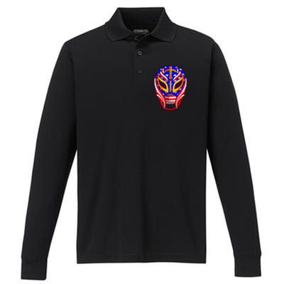 Mexican Wrestling Mask Performance Long Sleeve Polo