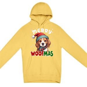 Merry Woofmas Merry Christmas Funny Beagle Dog Mom Puppy Meaningful Gift Premium Pullover Hoodie