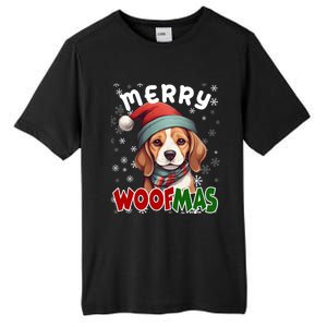 Merry Woofmas Merry Christmas Funny Beagle Dog Mom Puppy Meaningful Gift Tall Fusion ChromaSoft Performance T-Shirt