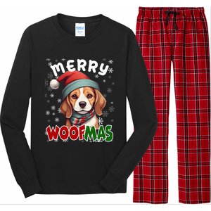 Merry Woofmas Merry Christmas Funny Beagle Dog Mom Puppy Meaningful Gift Long Sleeve Pajama Set