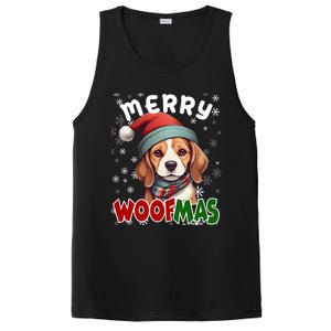 Merry Woofmas Merry Christmas Funny Beagle Dog Mom Puppy Meaningful Gift PosiCharge Competitor Tank