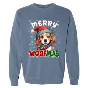 Merry Woofmas Merry Christmas Funny Beagle Dog Mom Puppy Meaningful Gift Garment-Dyed Sweatshirt