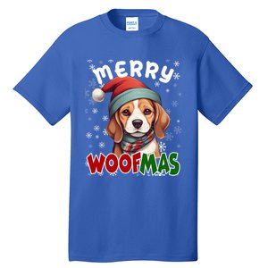 Merry Woofmas Merry Christmas Funny Beagle Dog Mom Puppy Meaningful Gift Tall T-Shirt