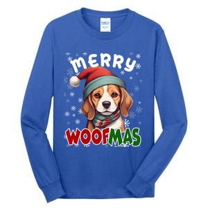 Merry Woofmas Merry Christmas Funny Beagle Dog Mom Puppy Meaningful Gift Tall Long Sleeve T-Shirt