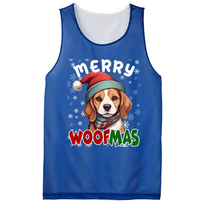 Merry Woofmas Merry Christmas Funny Beagle Dog Mom Puppy Meaningful Gift Mesh Reversible Basketball Jersey Tank