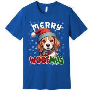 Merry Woofmas Merry Christmas Funny Beagle Dog Mom Puppy Meaningful Gift Premium T-Shirt