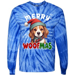 Merry Woofmas Merry Christmas Funny Beagle Dog Mom Puppy Meaningful Gift Tie-Dye Long Sleeve Shirt