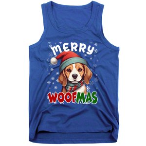 Merry Woofmas Merry Christmas Funny Beagle Dog Mom Puppy Meaningful Gift Tank Top