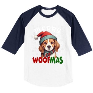 Merry Woofmas Merry Christmas Funny Beagle Dog Mom Puppy Meaningful Gift Baseball Sleeve Shirt