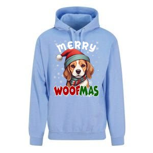 Merry Woofmas Merry Christmas Funny Beagle Dog Mom Puppy Meaningful Gift Unisex Surf Hoodie