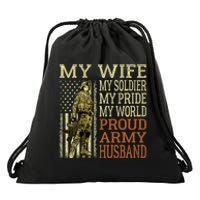 My Wife My Soldier Hero Funny Gift Proud Army Husband Military Spouse Drawstring Bag