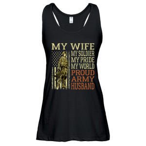 My Wife My Soldier Hero Funny Gift Proud Army Husband Military Spouse Ladies Essential Flowy Tank